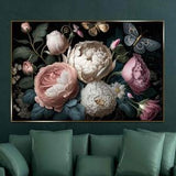 Still Life with Flowers Fine Art White and pink Peonies Canvas Print Vase of Flowers Vintage decor Floral wall art Bouquet Flowers Poster