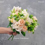 Faux Peony and Hydrangea Small Bouquet | Artificial Flower | Wedding/Home Decoration | Gifts - Soft Orange