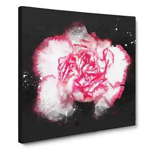 Pink Carnation Flower Paint Splash Canvas Print Wall Art Framed Picture Large