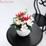 Dollhouse Miniatures Garden 1/12 Scale Clay Lily Basket Flowers Accessories