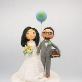 Personalized wedding cake topper, Movie Inspired wedding cake topper, Travel wedding theme, Bride & groom cake topper, Conquer the world