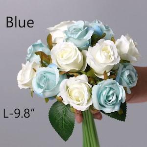 Small Rose Bouquet with Foliage, Wedding Bridal Bouquet, Artificial Flower Crafts, Home Floral Decor,  Party Arrangement, Table Centerpiece