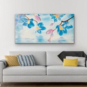 Original orchid oil painting / Contemporary artwork / Blue orchid / Wall decor /Original artwork / Handmade