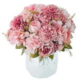 Artificial Flowers, Fake Peony Silk Hydrangea Bouquet Decor Plastic Blush