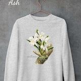Botanical Orchid Sweatshirt, Vintage Botanical Cottagecore Sweater, Flower Girl Gift, Aesthetic Garden Sweater