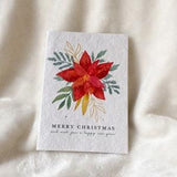 Christmas Card on Plantable Seed Paper - Poinsettia, Happy Holidays, Christmas, Wild Flower Seed Card, Eco-Friendly Cards