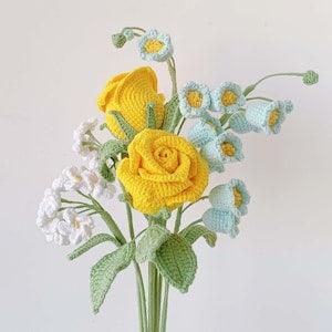 Woolen knitting rose,lily of the valley,forget me not flower,christmas Gift,gfit for her,hand-crocheted flowers made,gift for girlfriend