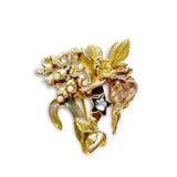 Vintage Kirks Folly Lily of the Valley Faux Pearl Enamel Crystal Fairy Brooch