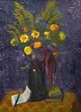 Oil painting flowers in vase art Carnations-and-Golden-Sheaves-Felix-Vallotton