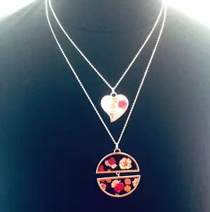 2 For 1/Christian Lacroix Layered Pendant Necklace x2 Heart/Pink Flowers/Couture