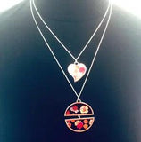 2 For 1/Christian Lacroix Layered Pendant Necklace x2 Heart/Pink Flowers/Couture