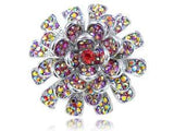 Fire Ruby Red Crystal Rhinestone Carnation Flower Fashion Custom Adjustable Ring