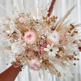 Soft pink Wedding bouquet, Bridal rustic bouquet, Peony Bouquet, Boho wedding, Preserved roses, Bridesmaid bouquet, Dried flower bouquet