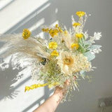 Spring handpicked bridal bouquet silk and dried flower mix / pampas grass bouquet wildflowers