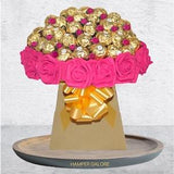 Chocolate Bouquet Pink Hamper Ferrero Rocher Flowers Rose Gift Box Lindt Cadbury Dairy Milk Birthday Wedding Christmas Sweet Present