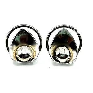 Vintage Modernist Silver Tone Calla Lily Flower Lightweight Screw Back Earrings