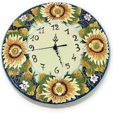 Italian Ceramic Wall Clock Round Pattern Sunflower Hand Painted Made in ITALY Tuscan Art Pottery Florence