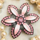 Pink Lilac Lily Enamel & Rhinestone Daisy Flower Power Grannycore Pin Brooch 2???+