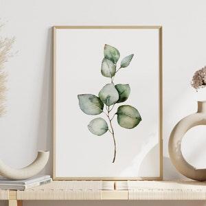 Eucalyptus Print, Sage Green Wall Art, Greenery Print, Spring Decor, Eucalyptus Branch, Watercolour Leaf Print, Green Leaf Painting