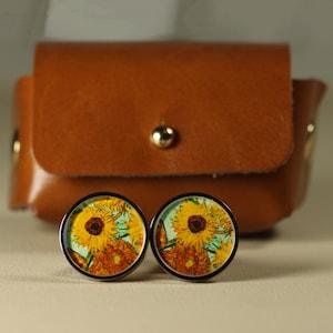 Sunflower Cufflinks - Stainless Steel Cufflinks - Wedding Cufflinks - Cufflinks for Groom - Groomsmen Gift - Funny Cufflinks [16mm]