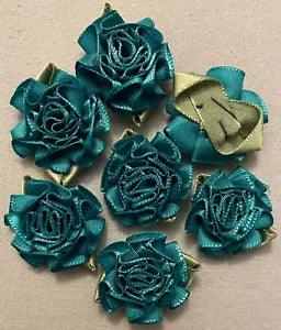 TEAL RIBBON CARNATION FLOWERS - Lot of 40 - Approx. 1 ?" - #92