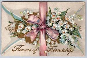 Flowers Of Friendship, Lily Of The Valley, Bow, 1911 Embossed Greetings Postcard