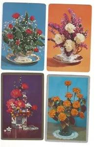Flower Arrangements Roses Carnations 4 Vintage Single Swap Playing Cards