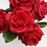 5 Red roses bouquet, Artificial Red Roses, Luxury Roses, Forever Bridal Bouquet, Wedding Centerpieces Arrangement, Realistic Faux Roses