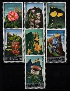 San Marino 1967 Sc# 654-660 Mint MNH flowers peony lily thistle Mt Titano stamps