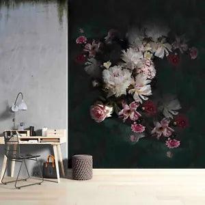 3D Baroque White Peony Flower Self-adhesive Removable Wallpaper Murals Wall 207