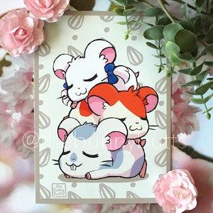 Hamtaro Hamham Snuggle Pile 5''x7'' Mini Print