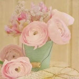 M075# 3 x Single Paper Napkins Decoupage Craft Pink Ranunculus in Bucket Flowers
