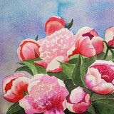 Peony Bouquet Peonies Painting Peony Flowers Watercolor Original Art 8 by 12" by TatianaARTshopP