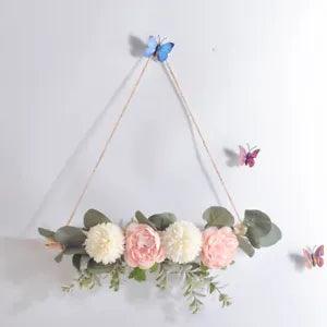 Artificial Peony Flower Wall Hanging Wreath Floral Garland for Home Decor
