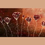 poppies ORIGINAL Oil Painting  23x40 abstract Flowers  Gold red Summer Palette Knife Textured ART by Marchella