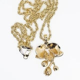 Orchid Flower Pendant in Solid Gold with Solid Gold Wheat Chain