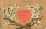 Lovely Lily of the Valley Around Poem on a Heart-1910 Postcard-Peace Be Thy Port