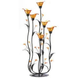 Calla Lily Candle Holder with Amber Glass Tabletop Christmas Indoor Home Decor