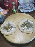 Vintage Hand-Made Dried Flowers Wall Art Metal Domed Bubble Glass