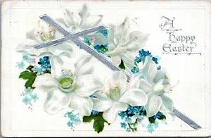 Raphael Tuck A Happy Easter Postcard 703 Cross Lily Forget Me Not PK