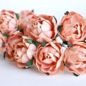 Paper flower, wedding supplies, handmade flowers, English peony, Ranunculus roses 25 pcs., size 3.5 cm., peach color.