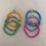 Seed bead bracelet, Friendship bracelet, Stacking bracelet, Colourful bracelet, Rainbow, Flower, Pink, Yellow, Green, Blue