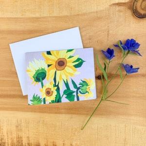Sunflowers Greeting Card, Yellow Flower Stationary with White Envelope