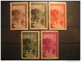 Sitges 1952 Exhibition Carnation Flower Flora Set 5 Poster Stamp Label Vignette