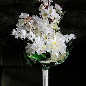 White Cherry Blossom Bridal Bouquet, Silk Flowers Bouquet, Rustic Chic Bouquet, White Flowers Bouquet, Tall Bridal Cherry Blossom Bouquet
