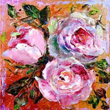 Pink Rose Oil Painting Floral Original Artwork Roses Impasto Painting Roses Bouquet Original Art 8" by 8" by Zhanna Vitkovska