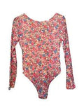 WAYF Long Sleeved Bodysuit Size Medium Floral Print Bubblegum Carnations NWT