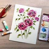 Original watercolor ranunculus flower painting wall hanging pink flower painting hand painted art painting boho decor 9x12 painting