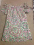 NWT LADIES SIZE 4 TAHARI  PINK & GREEN PEONY FLORAL OFF SHOULDER DRESS MSRP $118