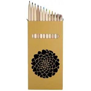 12 x 'Peony Flower' Long 178mm Coloured Pencils / Pencil Set (PE00006190)